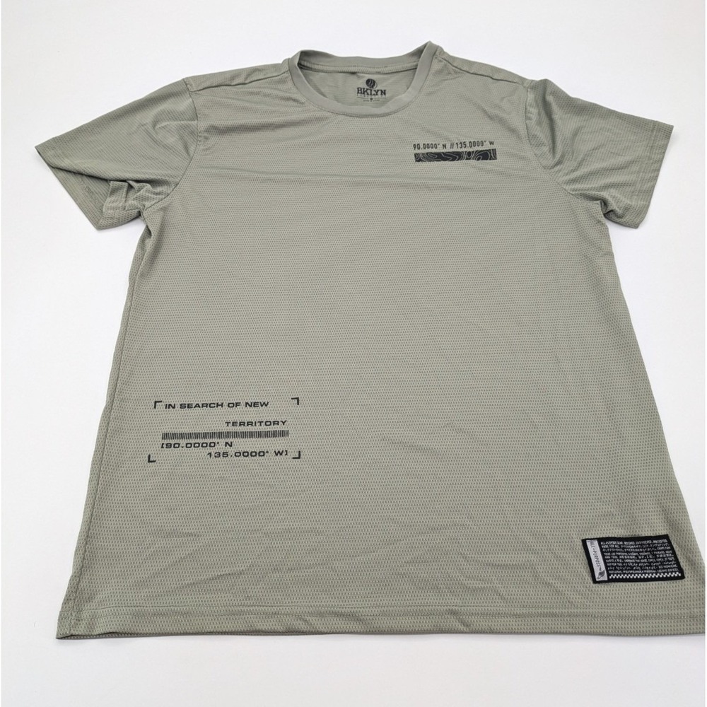 BKLYN Athletics Men's Size M Active Tee Mesh Breathable Sage Green Graphic Shirt